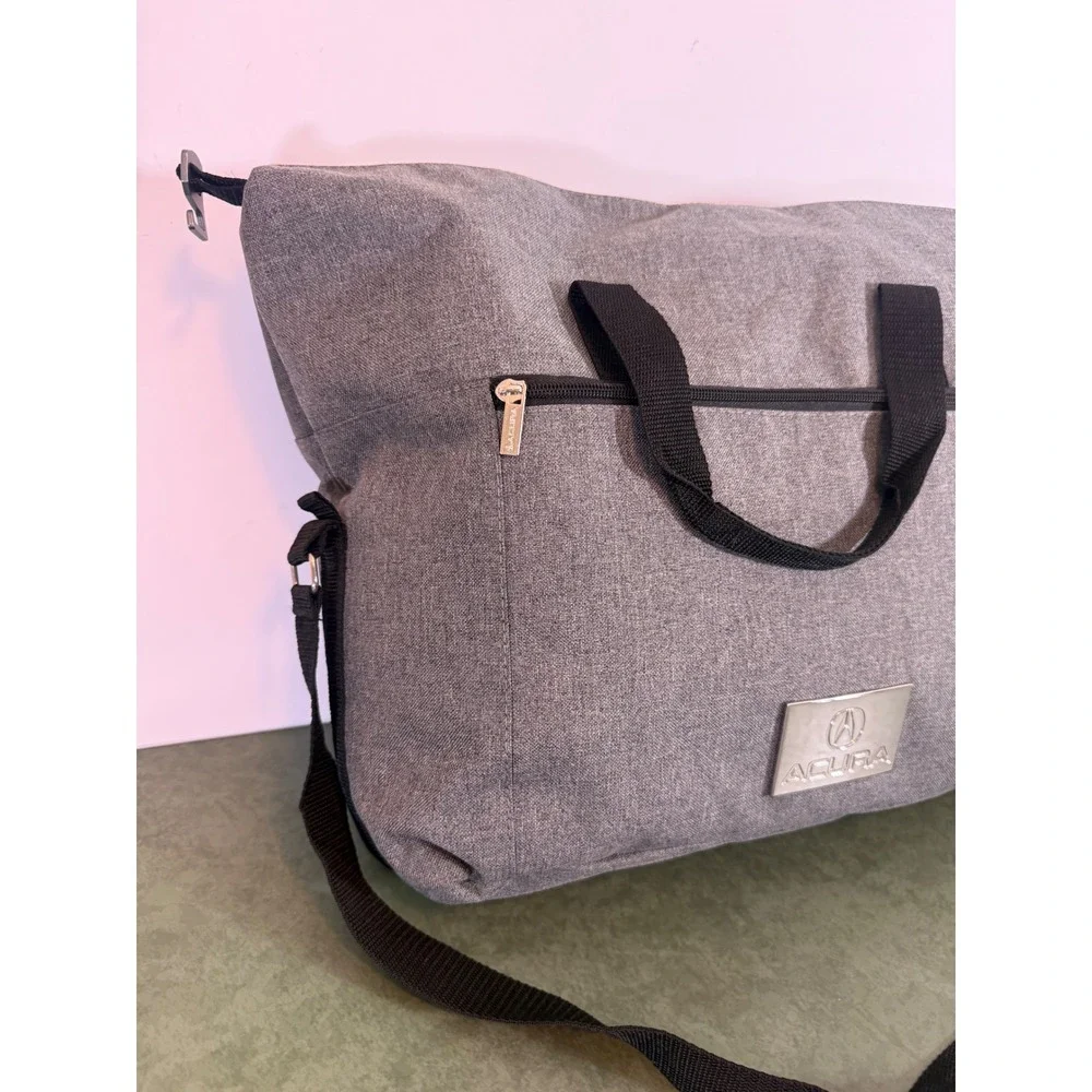 Acura Gray Travel Duffel Bag Weekend Gym Bag with Adjustable Strap Logo Lining